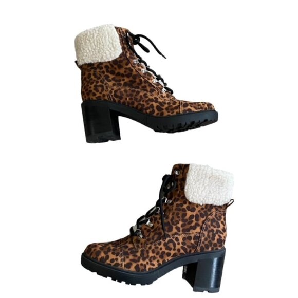 Marc Fisher Lakynn Leopard Lace Up Ankle Bootie 10W - Picture 1 of 7